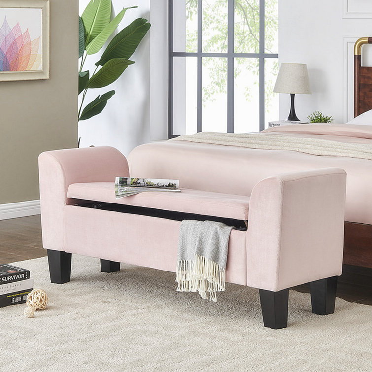 Pink end of bed storage online bench